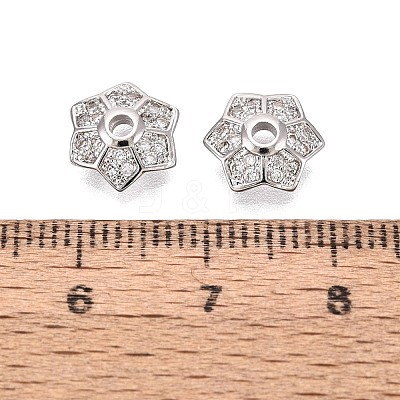 Brass Micro Pave Clear Cubic Zirconia Bead Caps KK-Q071-13P-02-1