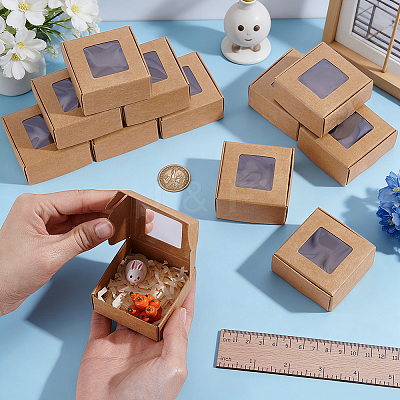 30Pcs Foldable Square Paper Storage Gift Boxes with Visible Window CON-PH0003-62A-1