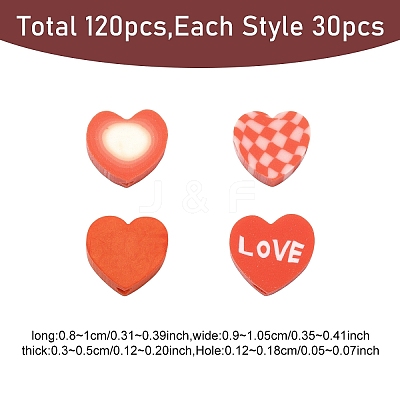 120Pcs 4 Styles Handmade Polymer Clay Beads CLAY-YW0002-66-1