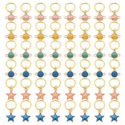 24Pcs Alloy Enamel & Iron Braiding Hair Pendants Decoration Clips PALLOY-AB00050-1