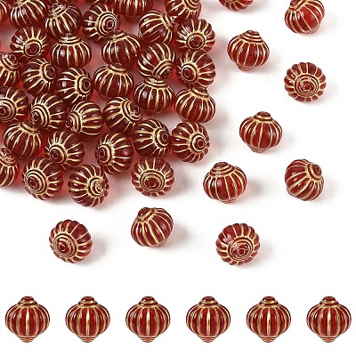 60Pcs Plating Acrylic Beads OACR-YW0003-92-1