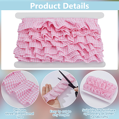 10 Yards Polyester Ruffled Pleated Tartan Lace Ribbon OCOR-PH0005-22B-1