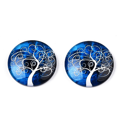 Half Round/Dome Tree Pattern Glass Flatback Cabochons for DIY Projects LS-GGLA-Q037-25mm-M28-10-1
