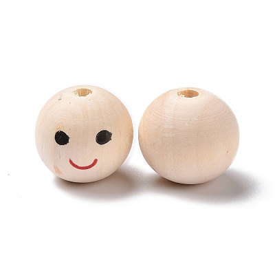 Printed Wood European Beads WOOD-C001-03B-01-1