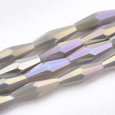 Electroplate Opaque Solid Color Glass Beads Strands EGLA-S174-18A-1