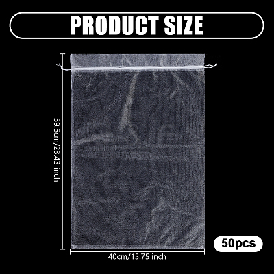 50Pcs Organza Packing Drawstring Bags ABAG-DR0001-11B-1