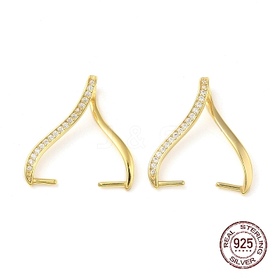 Rack Plating 925 Sterling Silver Micro Pave Clear Cubic Zirconia Ice Pick Pinch Bails LS-STER-NH0001-52G-1