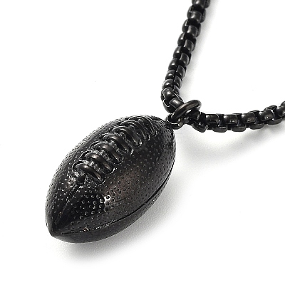 PVD Vacuum Plating 304 Stainless Steel Rugby Pendant Necklaces NJEW-Z023-02EB-1