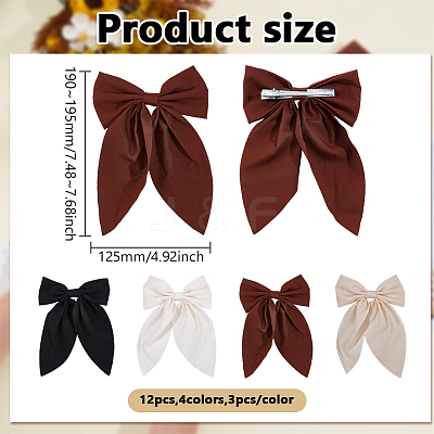 12Pcs 4 Colors Polyester & Iron Alligator Hair Clips PHAR-ME0001-01-1