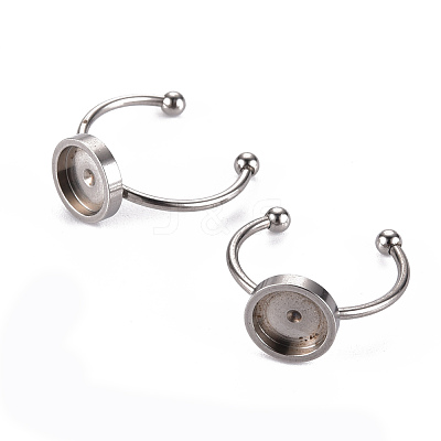 Non-Tarnish 201 Stainless Steel Cuff Pad Ring Settings X-STAS-S080-042C-P-1