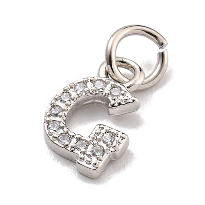 Initial Letter Brass with Cubic Zirconia Charms KK-Q814-26G-P-1
