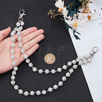 1Pc Polymer Clay Rhinestone Round Beads Trousers Chain AJEW-CY0002-45-1