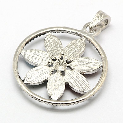 Vintage Chakra Jewelry Zinc Alloy Bezel Gemstone Pendants X-G-M039-03-1