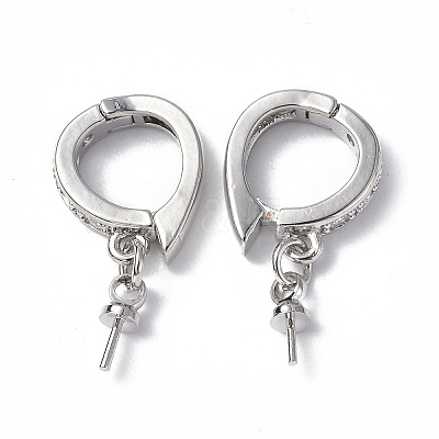 Brass Micro Pave Clear Cubic Zirconia Twister Clasps KK-P223-39P-1