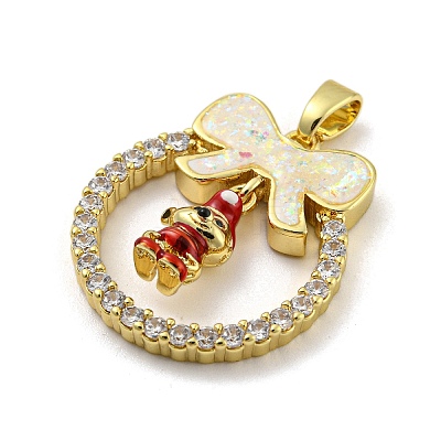 Christmas Brass Micro Pave Cubic Zirconia Pendants KK-H468-01B-01G-1