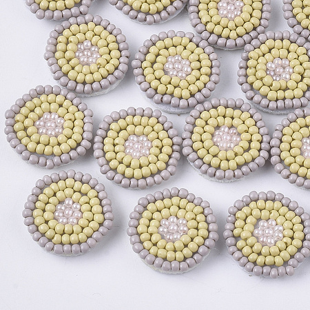 Glass Seed Beaded Cloth Patches FIND-S321-03K-1