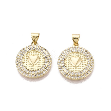 Brass Micro Pave Clear Cubic Zirconia Pendants KK-N287-43G-05-1