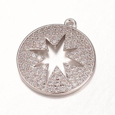 Brass Micro Pave Cubic Zirconia Pendants ZIRC-H061-17P-1