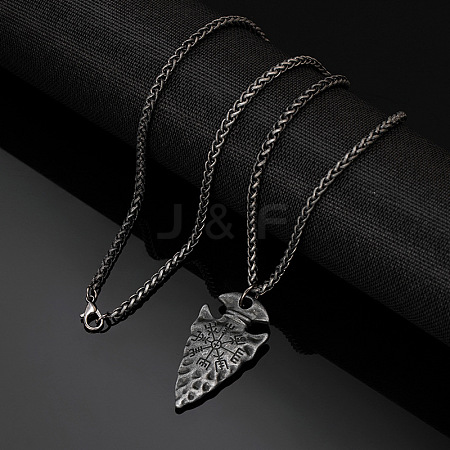 Vintage 304 Stainless Steel Viking Arrowhead Pendant Necklaces for Men WG2716D-02-1