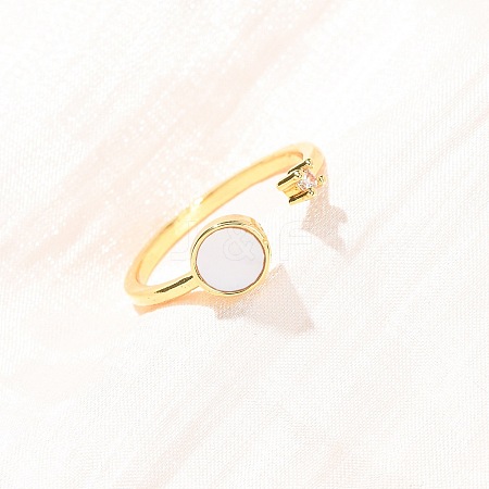 Brass Micro Pave Cubic Zirconia Cuff Rings for Women RJEW-K309-39E-G-1