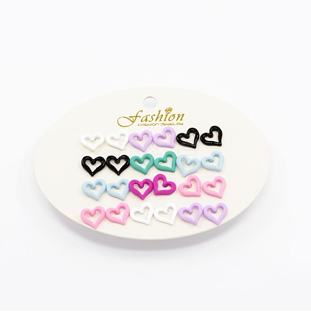 Spray Painted Alloy Open Heart Ear Studs EJEW-E152-22P-1