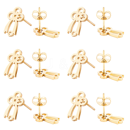 40Pcs Bowknot Ion Plating(IP) 304 Stainless Steel Stud Earring Findings STAS-SC0010-43-1