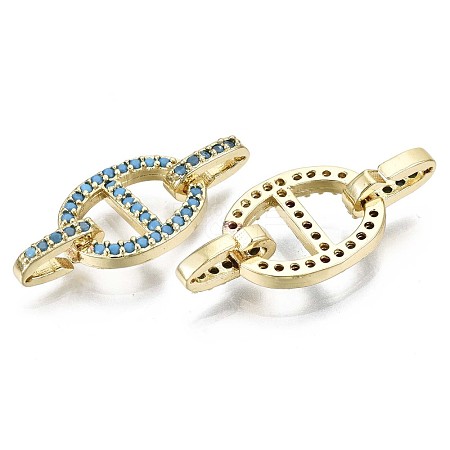 Real 16K Gold Plated Brass Micro Pave Cubic Zirconia Links Connectors X-KK-S061-89D-G-NR-1