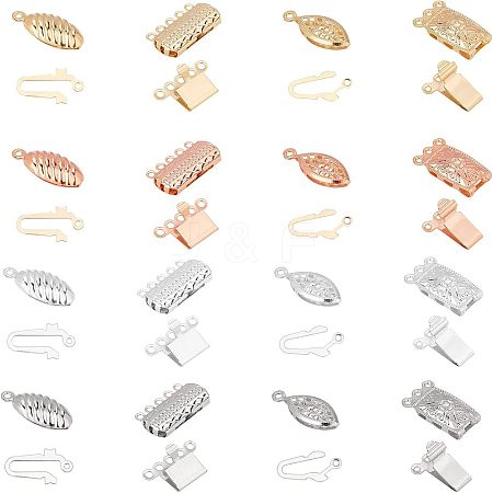 Unicraftable 32Set 4 Style 304 Stainless Steel Box Clasps STAS-UN0023-40-1