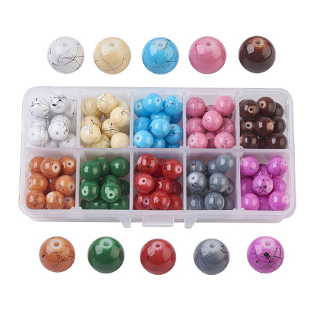 Drawbench Baking Painted Glass Beads GLAD-JP0001-02-10mm-1