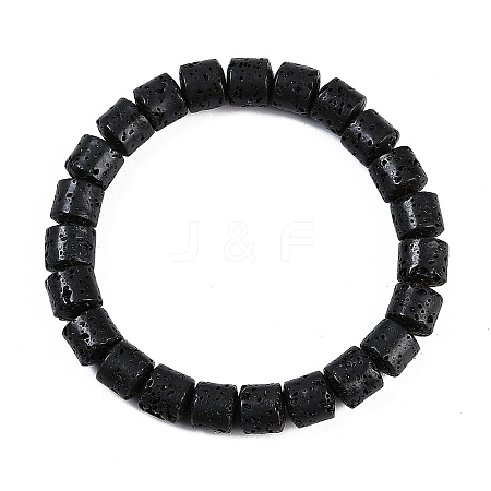 Natural Lava Rock Beaded Stretch Bracelets for Men Women BJEW-G727-01F-1