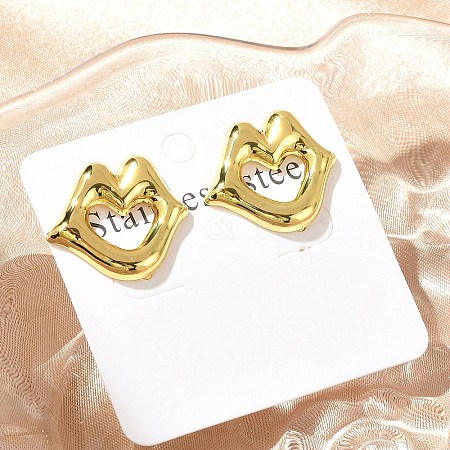 Lip 304 Stainless Steel Stud Earrings EJEW-A125-57G-1