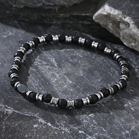 Bohemian Style Natural Lava Rock Beads Stretch Beads for Women Men CZ0038-1