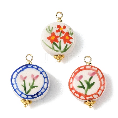 Hand Painted Handmade Porcelain Pendants PALLOY-JF05910-1