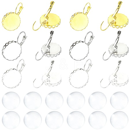 30Pcs 3 Colors Brass DIY Leverback Earring Settings KK-FS0002-10-1