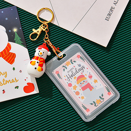 Christmas Themed Plastic Keychain Card Sleeve XMAS-PW0001-273D-1