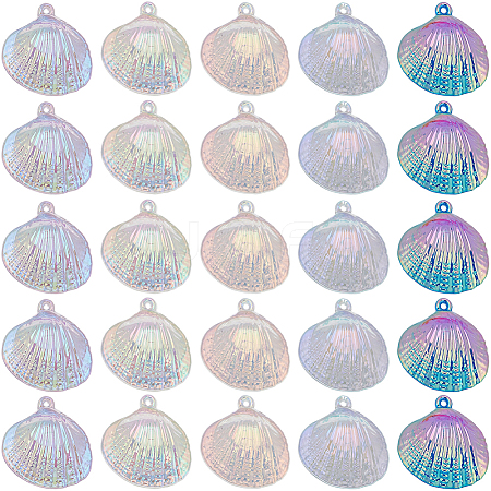 50Pcs 5 Colors UV Plating Iridescent Transparent Plastic Pendants TACR-SC0001-31-1