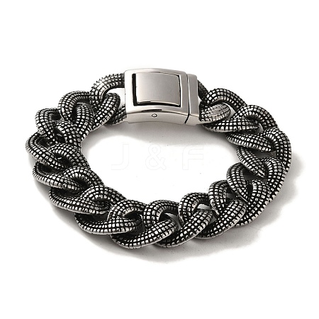 304 Stainless Steel Cuban Link Chain Bracelets for Women Men BJEW-Q341-06C-AS-1