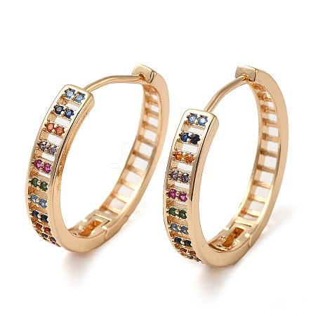 Brass Micro Pave Colorful Cubic Zirconia Hoop Earrings for Women EJEW-M238-26KCG-1