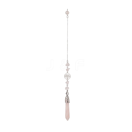 Natural Rose Quartz Pointed Dowsing Pendulums PALLOY-JF01983-01-1