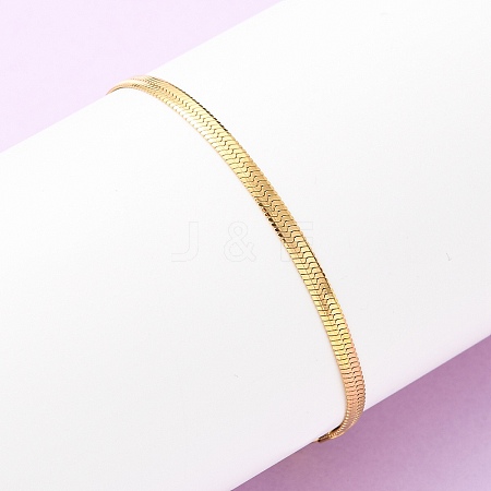 304 Stainless Steel Flat Snake Chain Bracelets BJEW-C134-01A-G-1