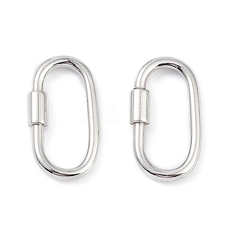 Anti-Tarnish Rhodium Plated 925 Sterling Silver Locking Carabiner Clasps STER-K173-20P-1