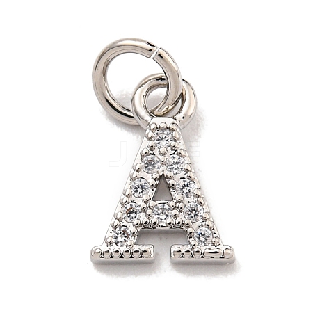 Initial Letter Brass with Cubic Zirconia Charms KK-Q814-26A-P-1