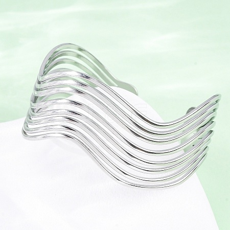 304 Stainless Steel Cuff Bangles for Women BJEW-D306-05P-1