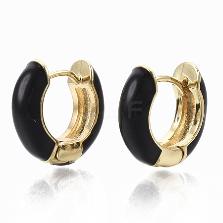 Brass Huggie Hoop Earrings EJEW-S209-01A-1