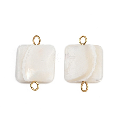 Natural Shell Square Connector Charms X1-STAS-D378-27G-1