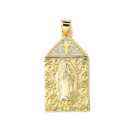 Real 18K Gold Plated Brass Micro Pave Clear Cubic Zirconia Pendants KK-H472-36A-G-1