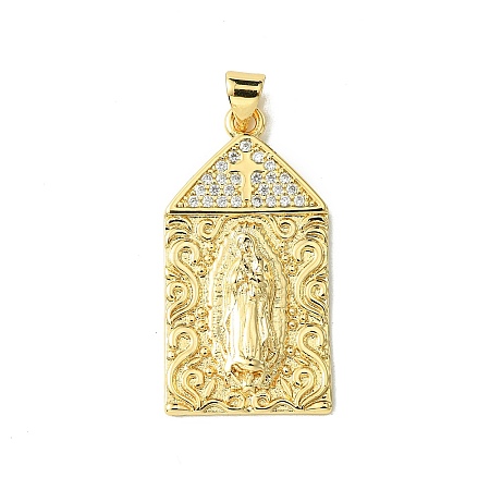 Real 18K Gold Plated Brass Micro Pave Clear Cubic Zirconia Pendants KK-H472-36A-G-1