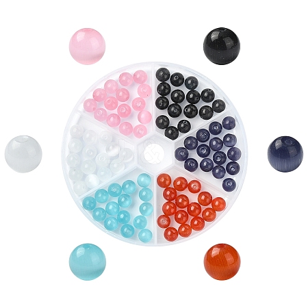 90Pcs 6 Colors Cat Eye Beads Sets CE-YW0001-01-1