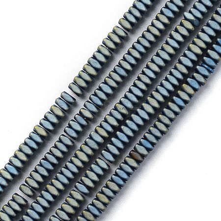 Frosted Square Electroplate Non-magnetic Synthetic Hematite Beads Strands X-G-E403-73C-1
