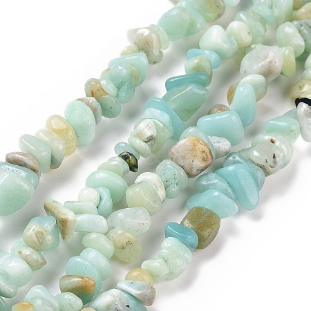Natural Flower Amazonite Chips Beads Strands X-G-M205-12B-1